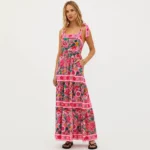 Pink Floral Paradise Print One Piece Swimsuit and Skirt