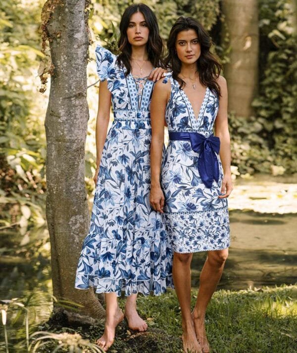 V-Neck One-Piece Swimsuit with Matching Skirt Set