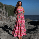 Pink Floral Paradise Print One Piece Swimsuit and Skirt